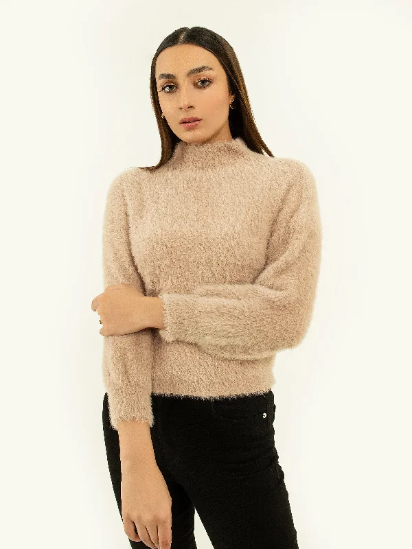 Classic Jackets High Neck Fur Sweater
