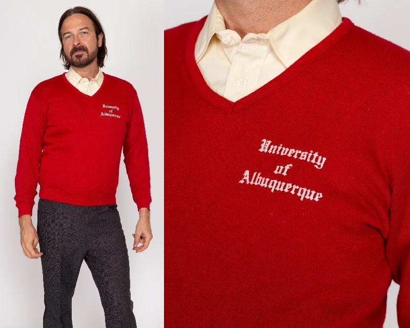 Premium Outerwear Small 70s University Of Albuquerque Red V-Neck Sweater