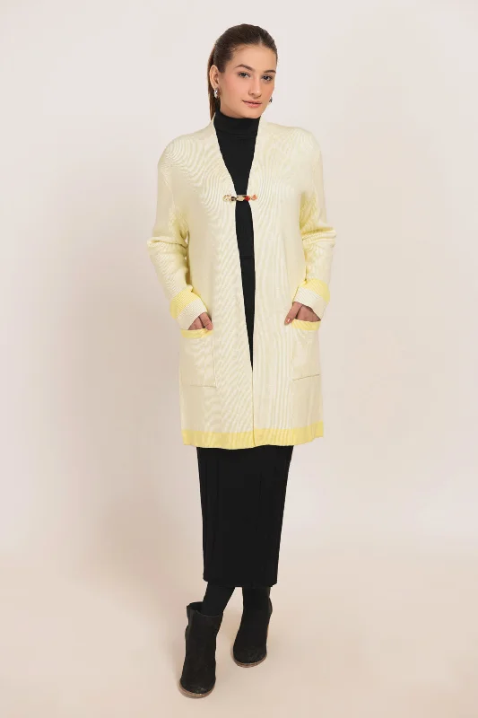 Sporty Chic YELLOW-FULL SLEEVES CARDIGAN SWEATER (24X-100-66)