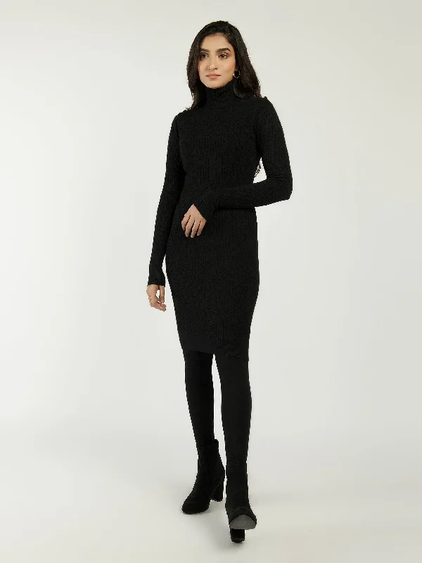 Comfortable Outfits Knitted High Neck Sweater Dress