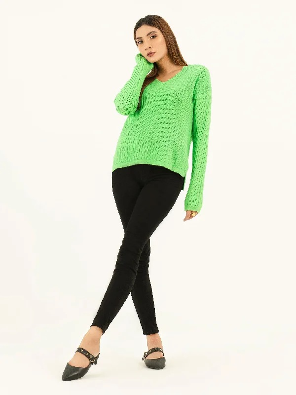 Monochrome Style Ribbed Knit Sweater