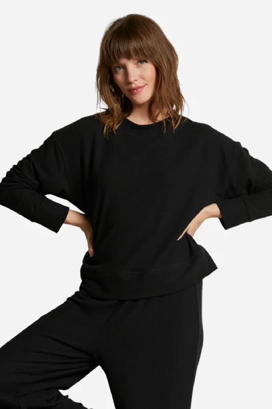 Soft Sweaters Perfect White Tee Selma Brushed Sweater Pullover in True Black