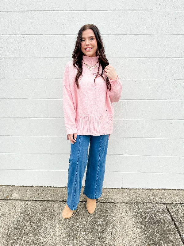 Utility Vests Mock Neck Tunic Sweater