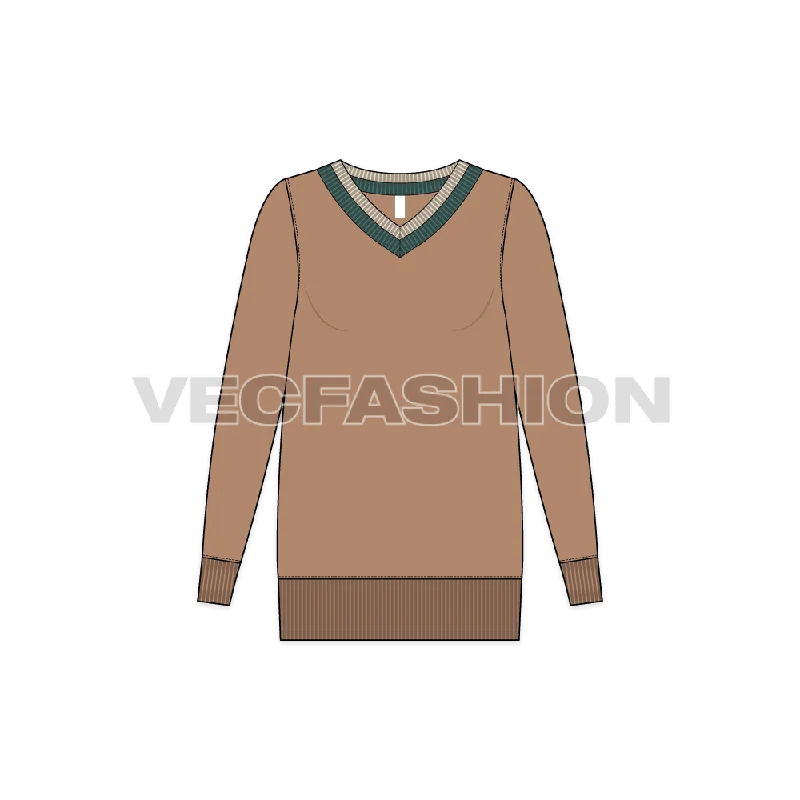 Statement Shoes Women's V-neck Long Sweater