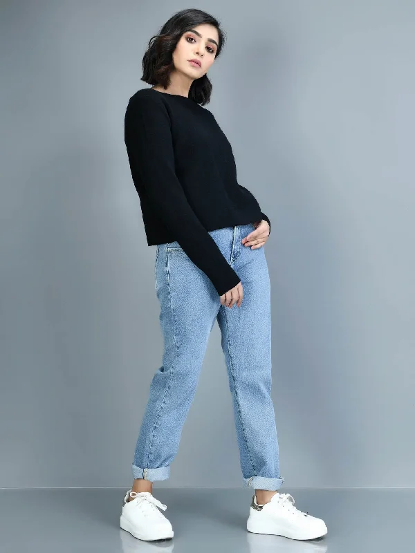 Rugged Jeans Cropped Sweater