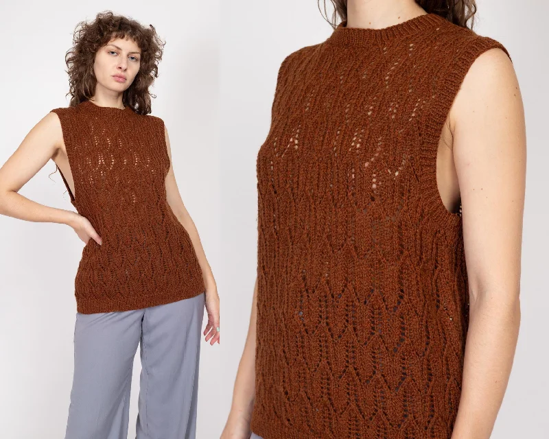 Leather Pants Lrg-XL 80s Copper Knit Sleeveless Sweater