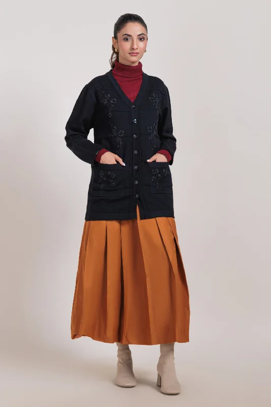 Fashion Sneakers BLACK-FULL SLEEVES CARDIGAN SWEATER (24X-060-66)