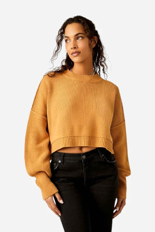 Chinos Style Free People Easy Street Crop Pullover in Golden Squash