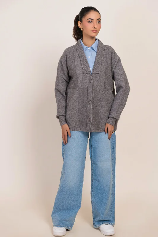 Fashion Accessories GREY-FULL SLEEVES CARDIGAN SWEATER (24X-094-66)