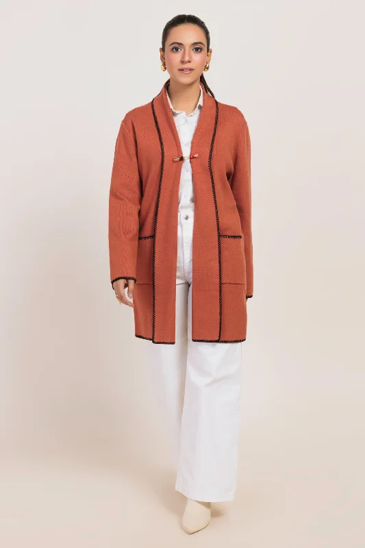 Trendy Outerwear RUST-FULL SLEEVES CARDIGAN SWEATER (24X-097-66)