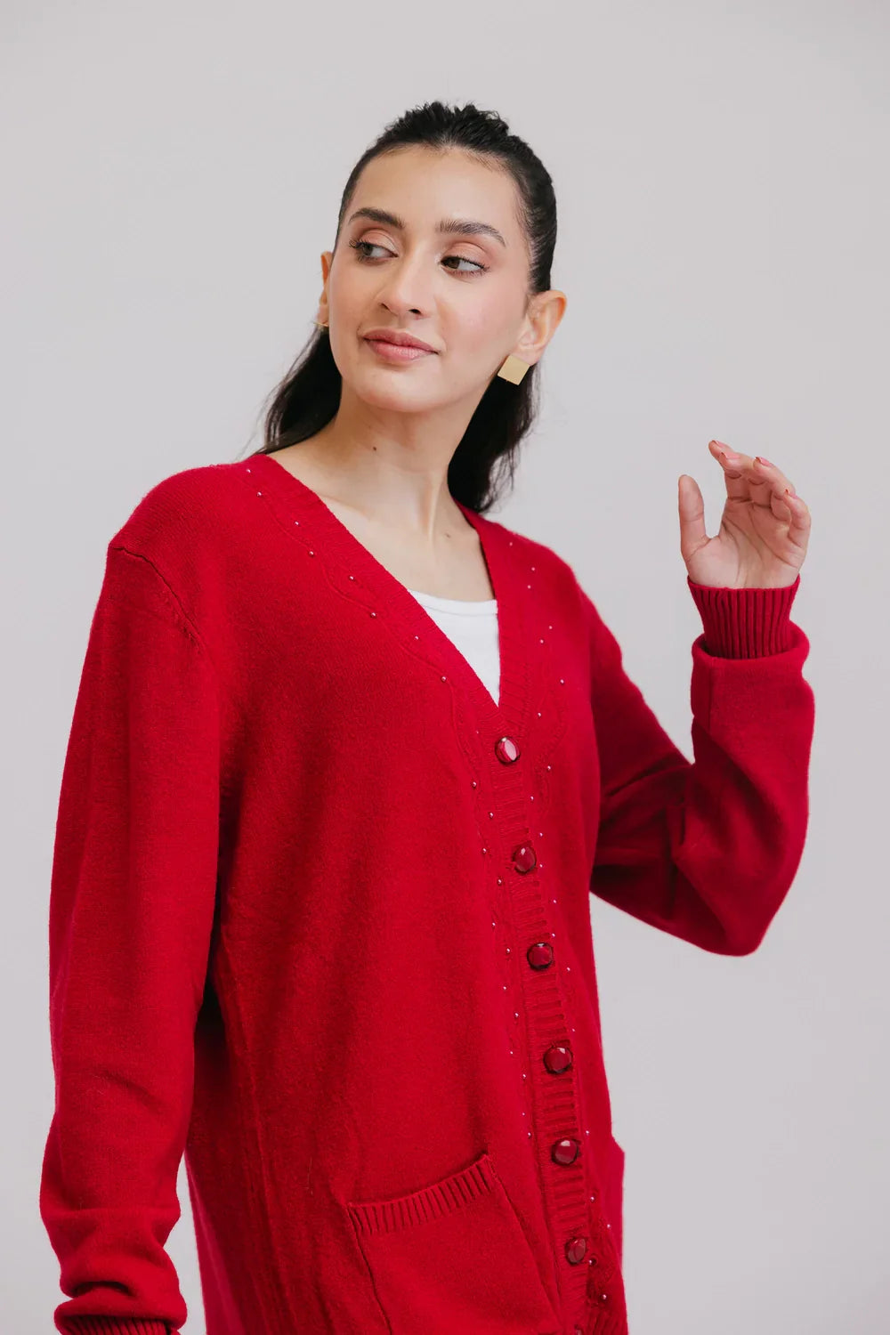 Casual Boots Full Sleeves V-Neck Cardigan Sweater