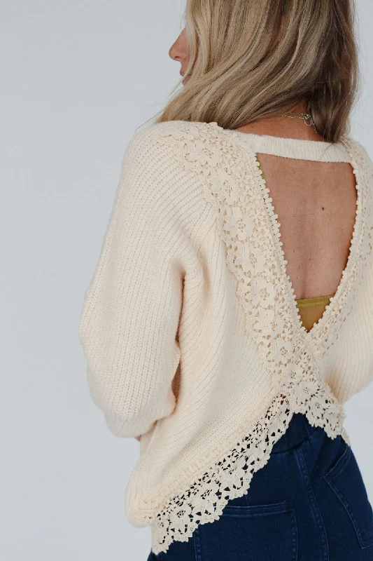 Comfy Jackets Back To Business Crochet Lace Top - Cream