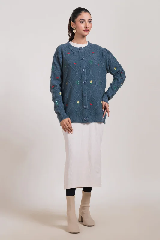 Laid-Back Wear SHARK-ROUND NECK FULL SLEEVES CARDIGAN SWEATER (24X-033-66)