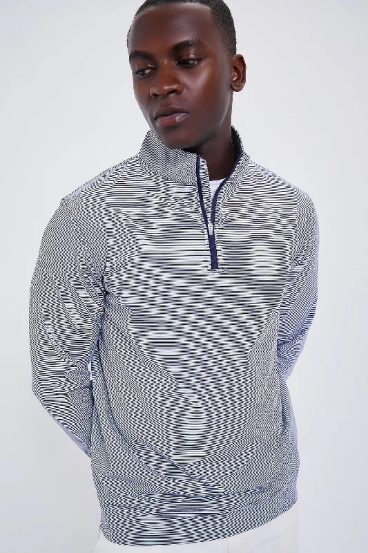 Navy Perth Sugar Stripe Performance Quarter-Zip