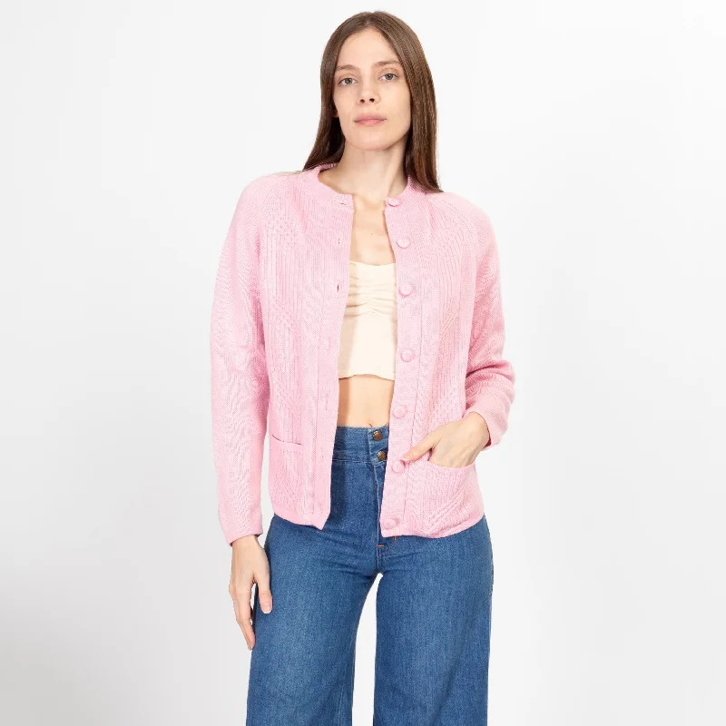 Relaxed Fits Small 70s Pastel Pink Cardigan