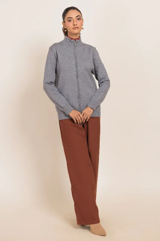Everyday Outfits GREY-TURTLE NECK ZIPPER FULL SLEEVES SWEATER (24X-055-66)