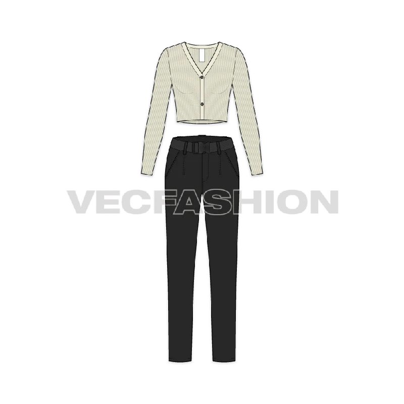 Statement Shirts Cropped V-neck Cardigan Sketch