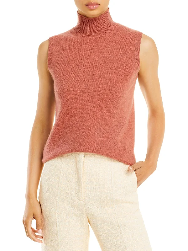 Womens Cashmere Sleeveless Turtleneck Sweater