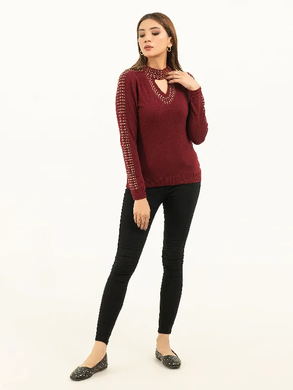 Button-up Shirts Embellished Sweater