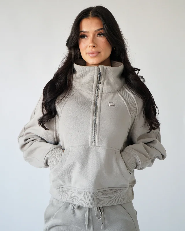 Versatile Outfits Lounge Half-Zip Sweatshirt - Taupe