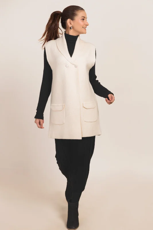 Designer Belts WHITE-SHAWL COLLAR SANDO CARDIGAN SWEATER (24X-095-66)