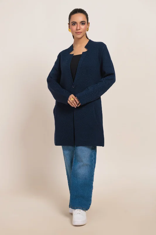 Fashion Vests NAVY-V-NECK FULL SLEEVES CARDIGAN SWEATER (24X-096-66)