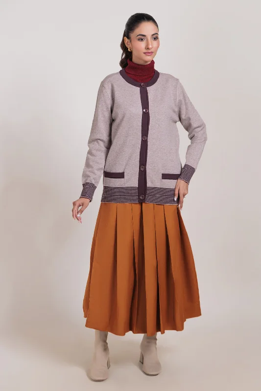 Stylish Comfort BEIGE-ROUND NECK FULL SLEEVES CARDIGAN SWEATER (24X-031-66)