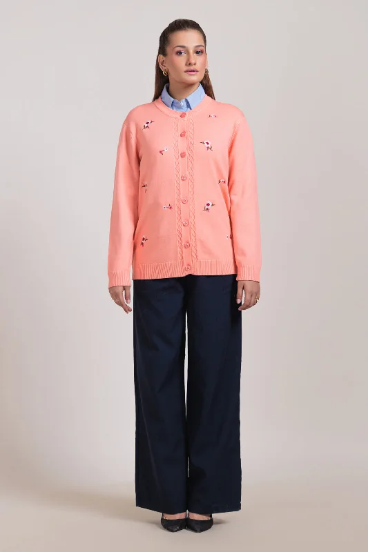 Workwear Jackets PEACH-ROUND NECK FULL SLEEVES CARDIGAN SWEATER (24X-040-66)