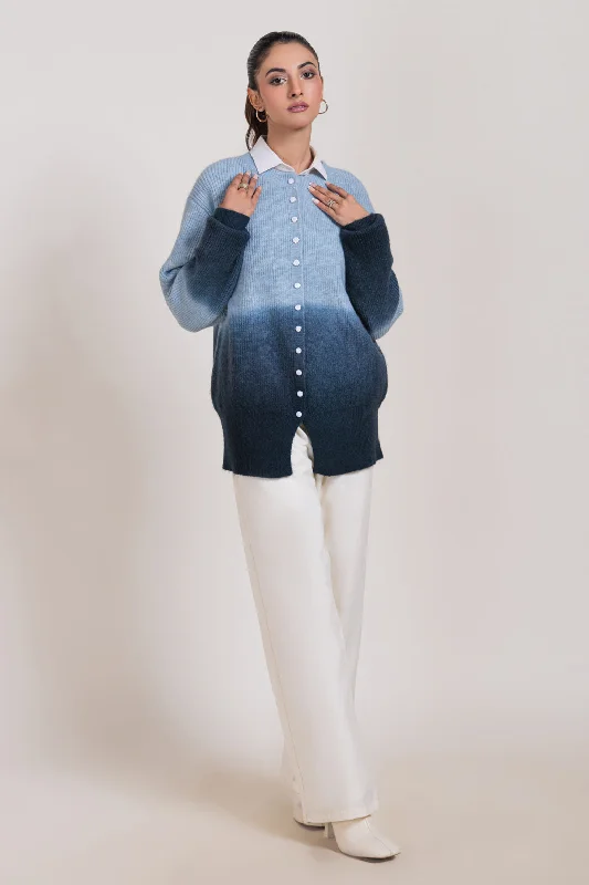 Stylish Polos D-BLUE-ROUND NECK FULL SLEEVES CARDIGAN SWEATER (24X-030-66)