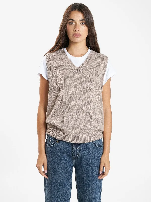 Modern Style Imperial Jacquard Knit Vest - Sand