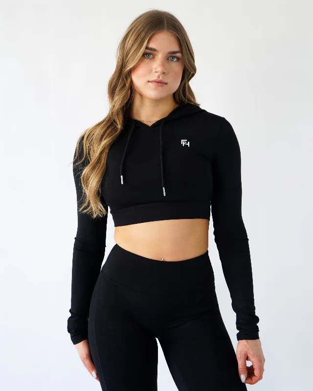 Casual Wear Define Crop Hoodie - Black