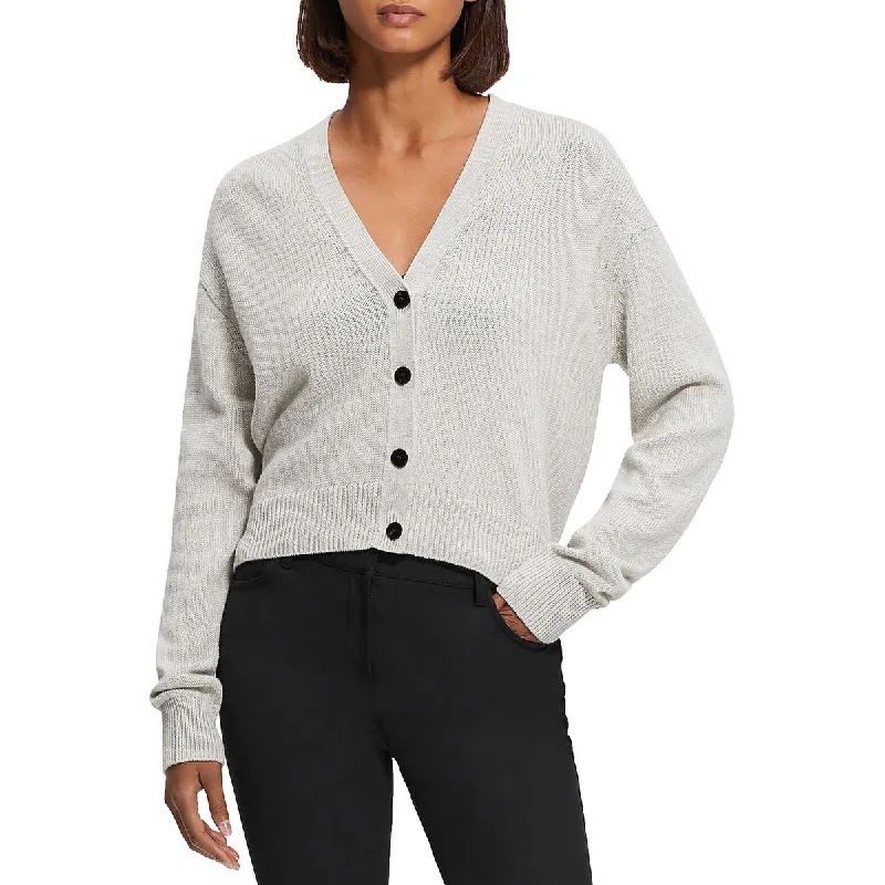 Theory Womens Ribbed Trim  Cotton Cardigan Sweater