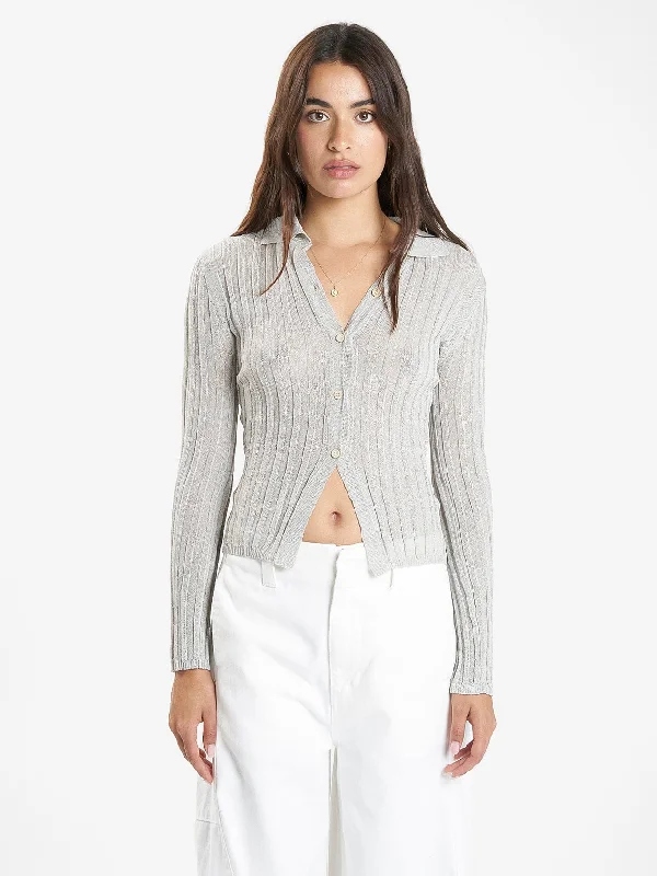 Sporty Sneakers Delphine Knit Cardigan - Oyster Grey