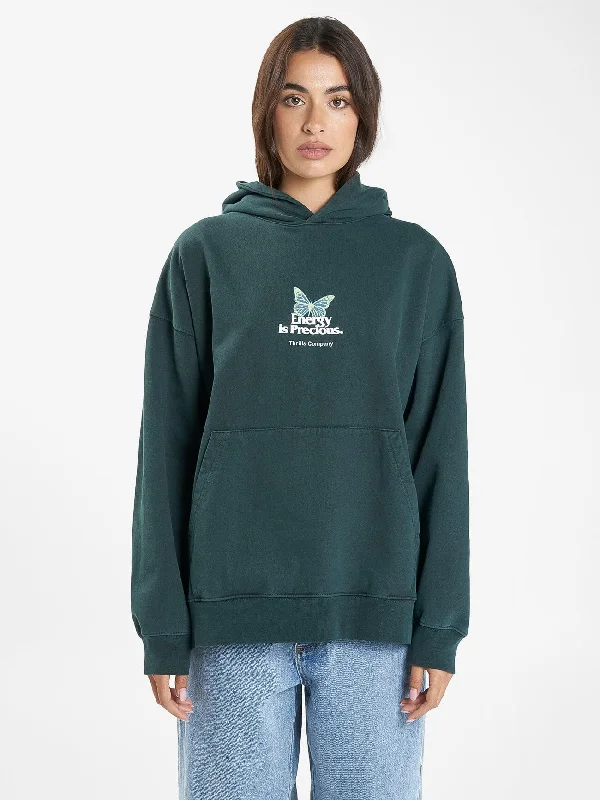 Cozy Apparel Energy is Precious Cocoon Panel Hood - Dark Jade