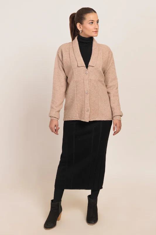 Street Apparel BEIGE-FULL SLEEVES CARDIGAN SWEATER (24X-094-66)