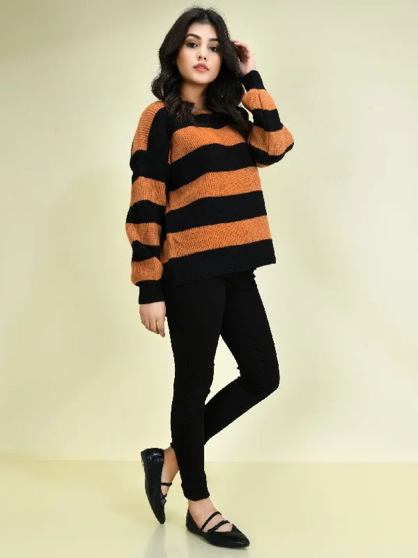 Relaxed Denim Striped Sweater