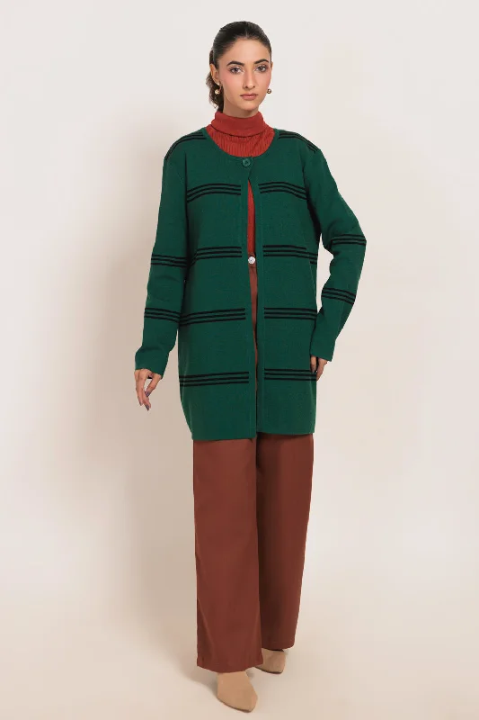 Denim Wear GREEN-ROUND NECK FULL SLEEVES CARDIGAN SWEATER (24X-090-66)