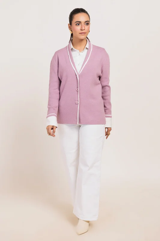 Everyday Essentials PLUM-SHAWL COLLAR FULL SLEEVES CARDIGAN SWEATER (24X-057-66)
