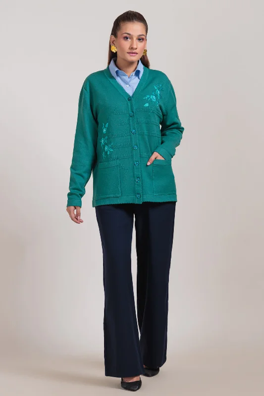 Everyday Essentials D-EMERLD-V-NECK FULL SLEEVES CARDIGAN SWEATER (24X-044-66)