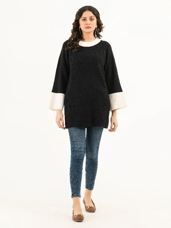 Denim Jackets Two Tone Long Sweater