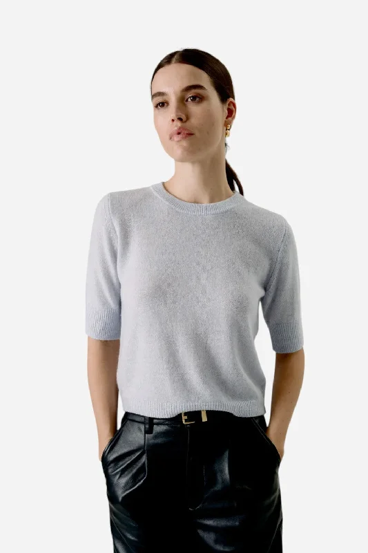 Soft Streetwear W. Cashmere Celina Short Sleeve Crewneck in Cornflower Blue