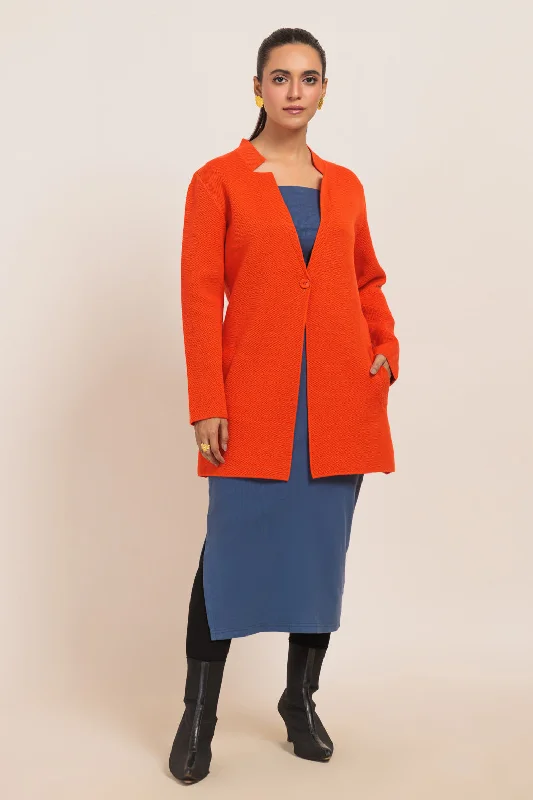 Comfortable Sneakers ORANGE-V-NECK FULL SLEEVES CARDIGAN SWEATER (24X-096-66)