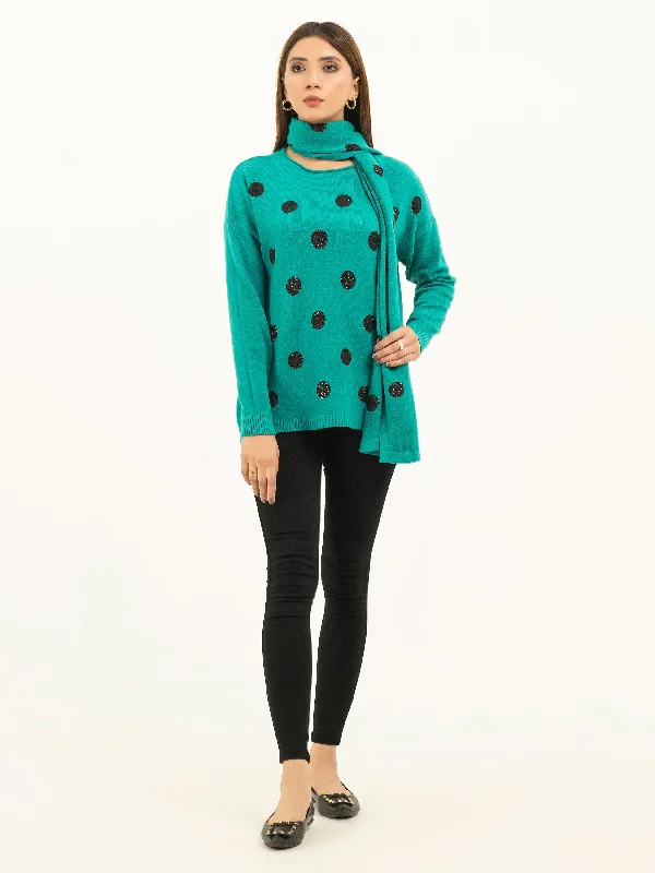 Trendy Joggers Polka Dot Sweater and Scarf