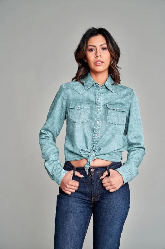Street-Friendly Wear Kimes Ranch Womens KC Top Light Blue 100% Tencel L/S Shirt
