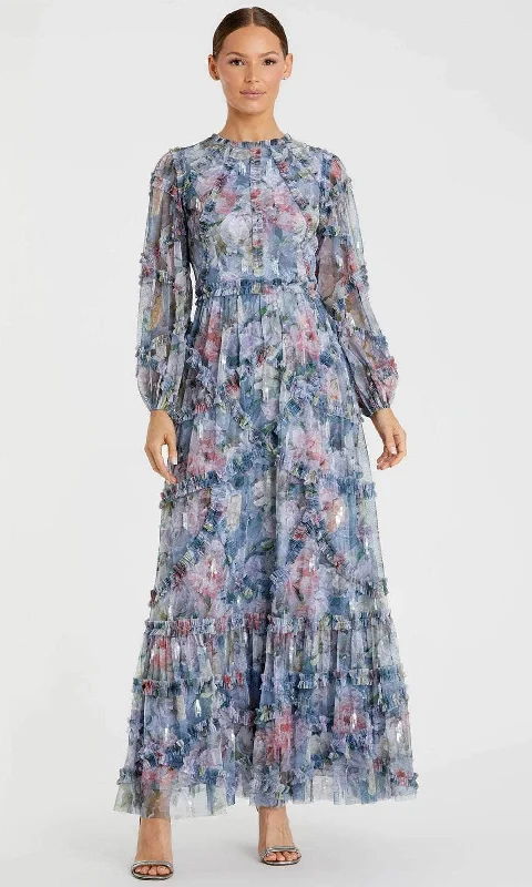 Sporty Styles Mac Duggal 8098 - Floral Print Long Sleeve Evening Dress