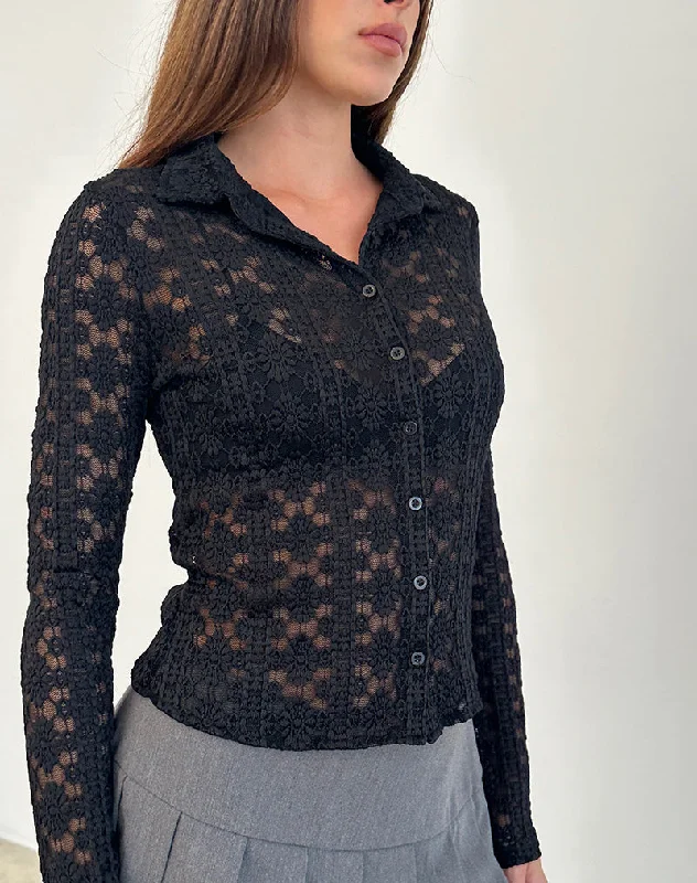 Fashion Comfort Kenila Shirt in Regal Lace Black