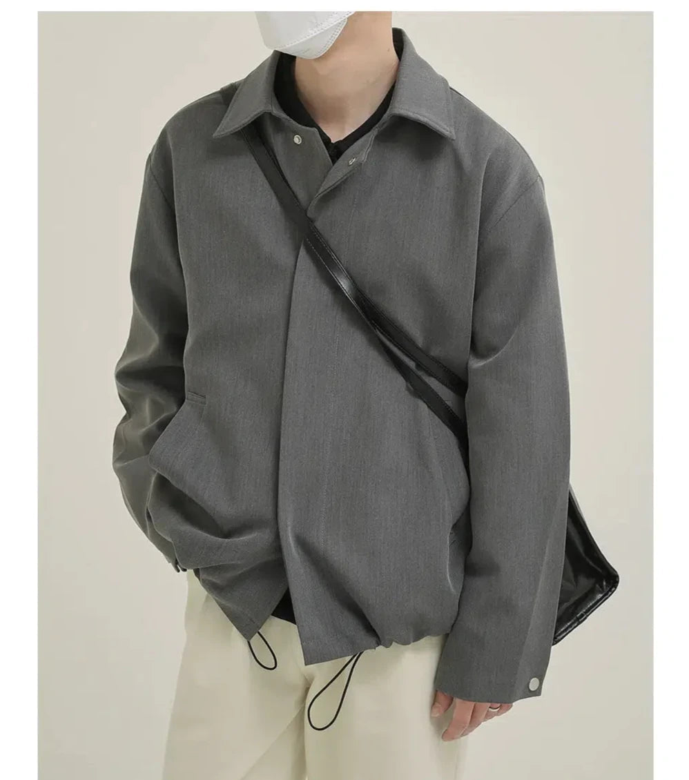 Slim Fit Suits Gray Placket Button-down Jacket