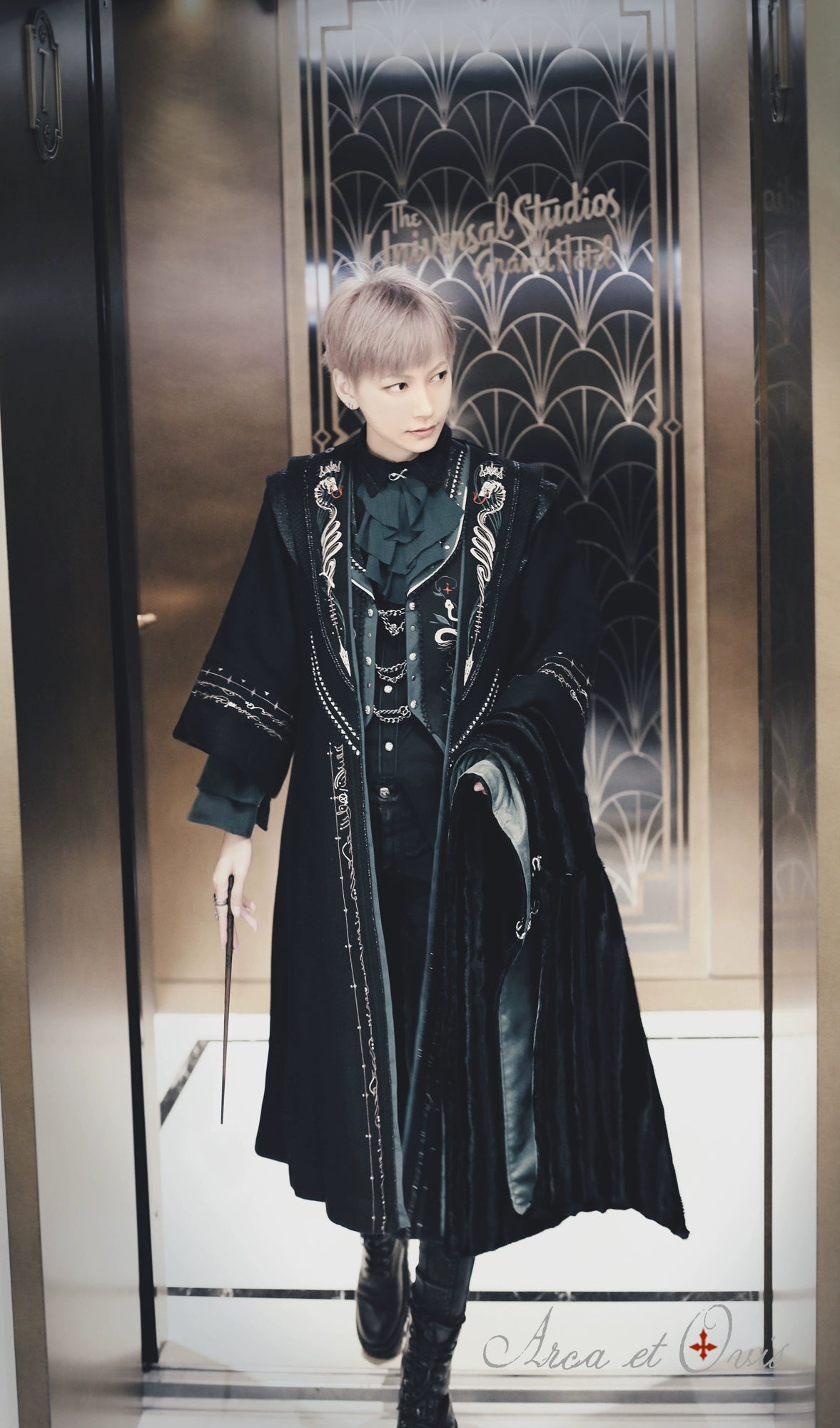 Sporty Looks Arca et Ovis~Magic Academy G~Ouji Lolita Overcoat Embroidered Gothic Prince Long Coat