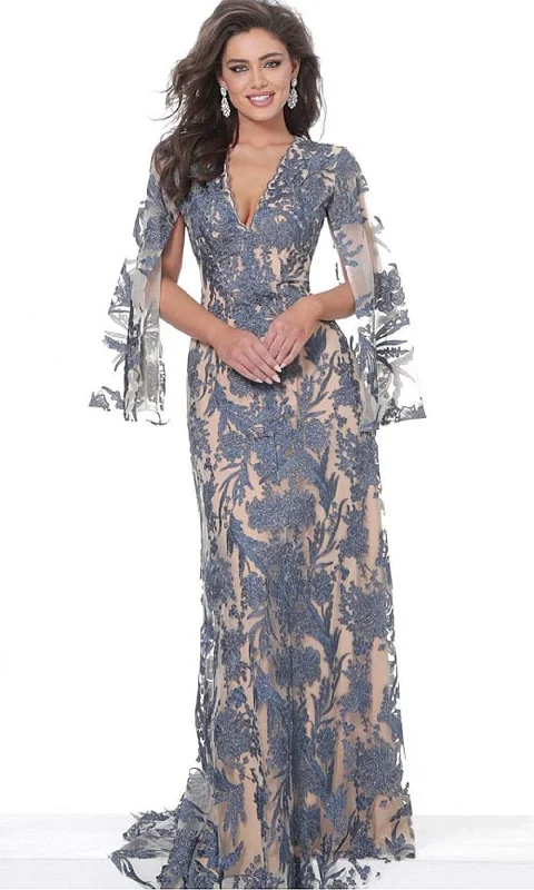 Comfortable Shoes Jovani - 00752 Cape Sleeve Novelty Lace Sheath Gown
