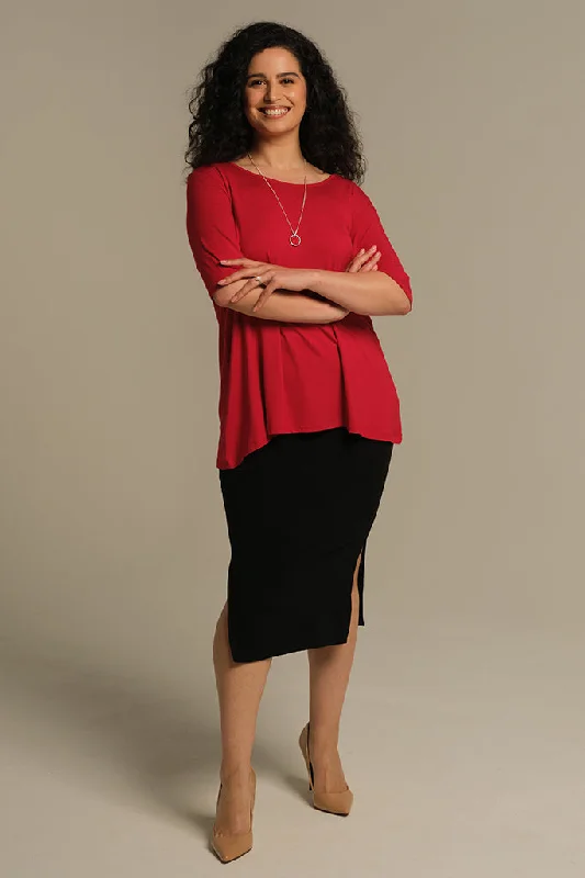 Leather Pants Carter Tunic Top - True Red